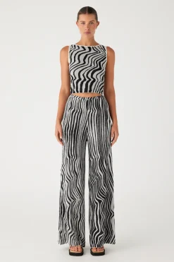 Zulu & Zephyr Ripple Stripe Cotton Blend Knit Pant Clearance