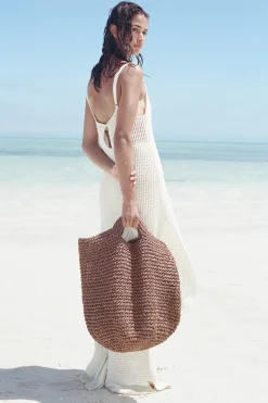 Zulu & Zephyr Round Straw Bag - Walnut Shop