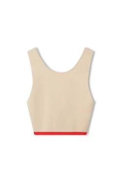 Zulu & Zephyr Sand Contrast Organic Cotton Blend Knit Top New