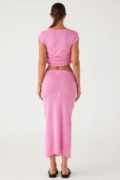 Zulu & Zephyr Sea Pink Gathered Knit T-Shirt Store