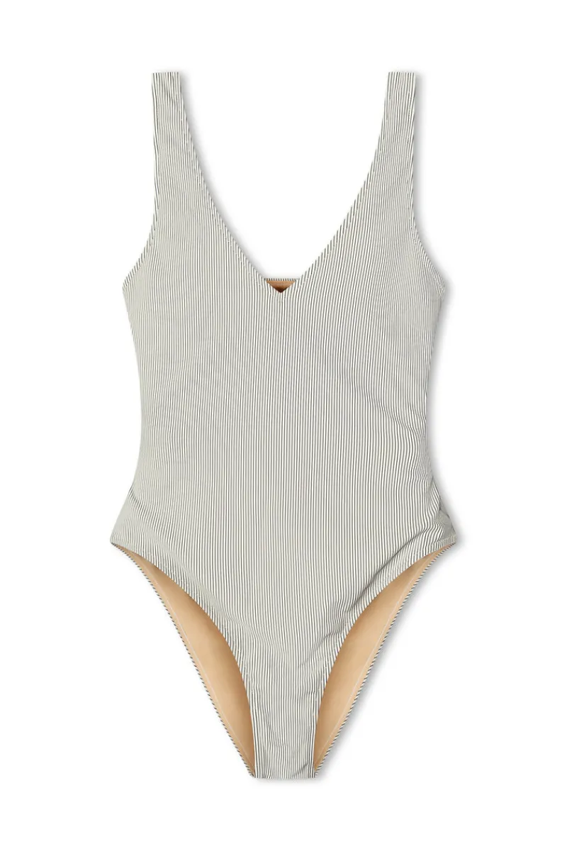 Zulu & Zephyr Signature Stripe Bikini One Piece - Coconut Fashion