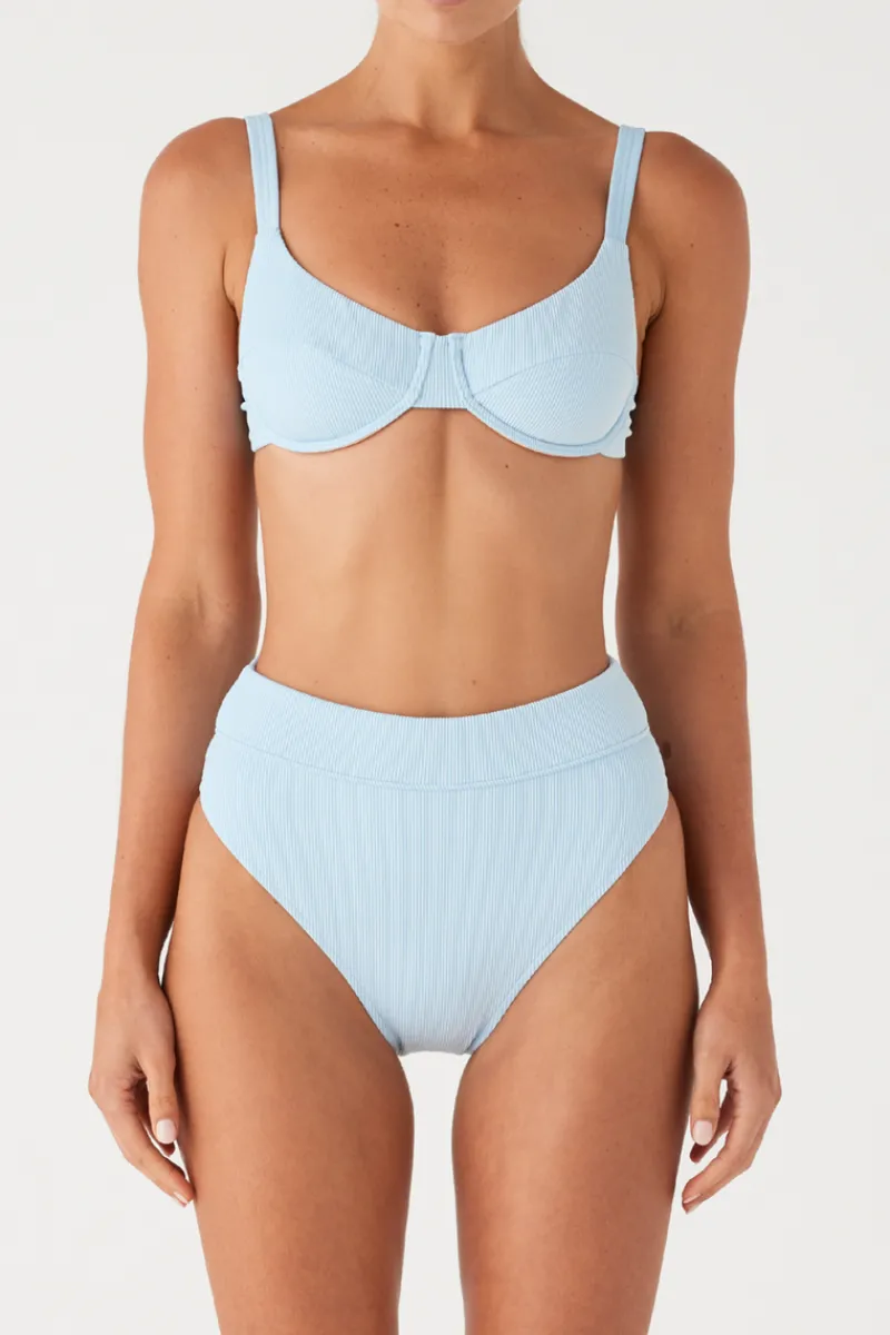 Zulu & Zephyr Signature Stripe High Waisted Brief - Shallow Blue Cheap