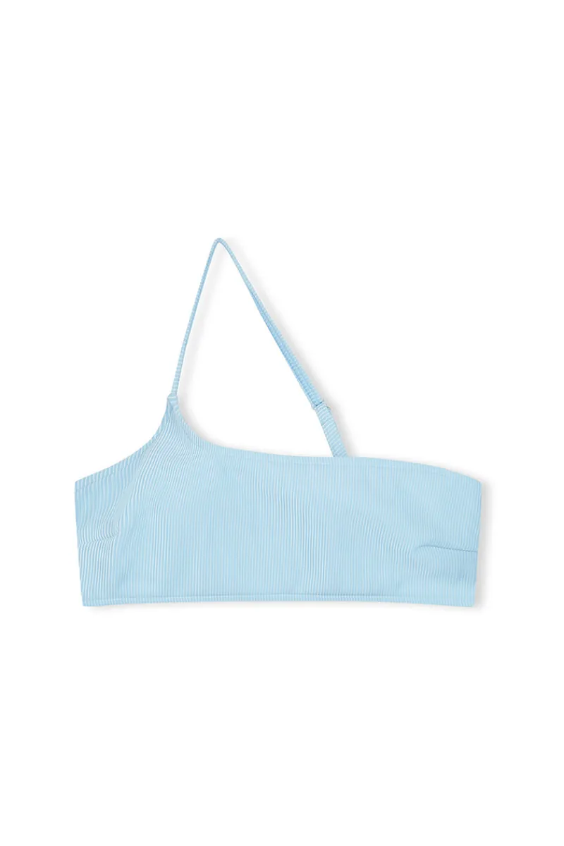 Zulu & Zephyr Signature Stripe One Shoulder Bralette - Shallow Blue Shop