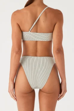 Zulu & Zephyr Signature Stripe One Shoulder Bralette - Coconut Cheap