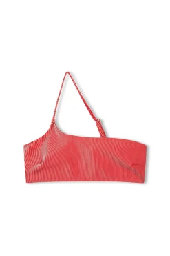 Zulu & Zephyr Signature Stripe One Shoulder Bralette - Chilli Red Online
