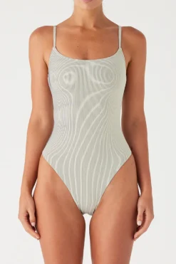 Zulu & Zephyr Signature Stripe Simple One Piece - Coconut Online