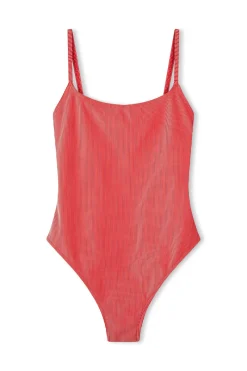 Zulu & Zephyr Signature Stripe Simple One Piece - Chilli Red Best Sale
