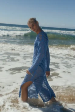 Zulu & Zephyr Sky Crochet Knit Dress Cheap