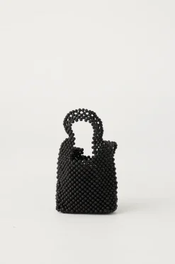 Zulu & Zephyr Small Beaded Bucket Bag - Black Hot