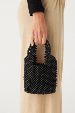 Zulu & Zephyr Small Beaded Bucket Bag - Black Hot