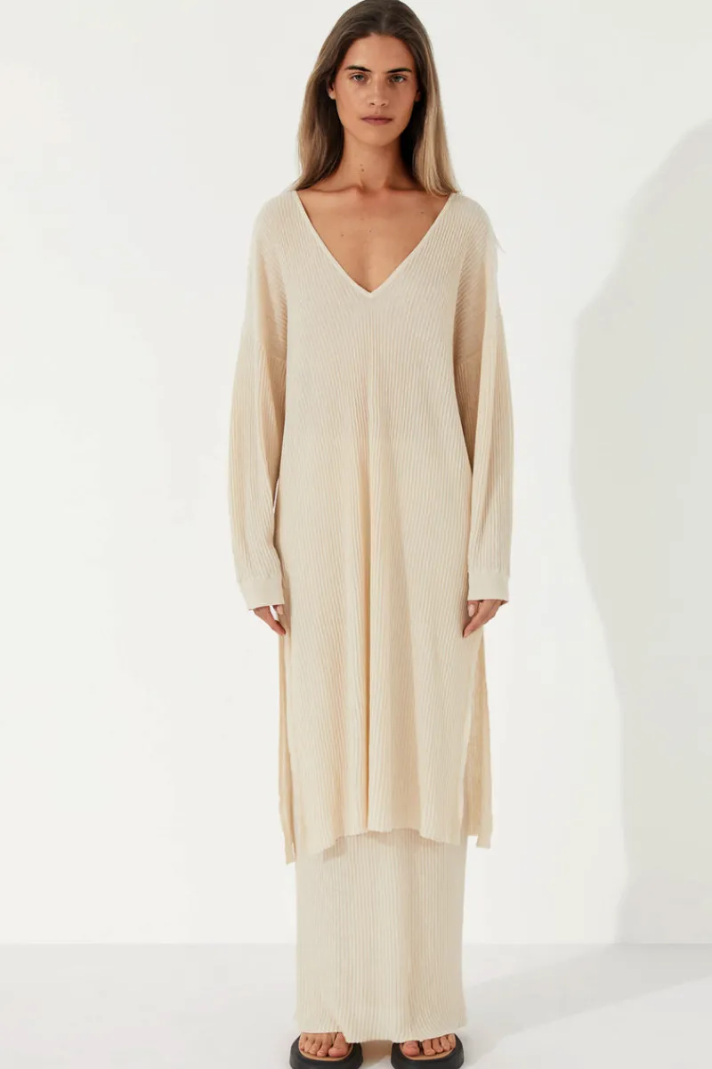 Zulu & Zephyr Stone Organic Linen Blend Knit Dress Fashion