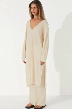 Zulu & Zephyr Stone Organic Linen Blend Knit Dress Fashion