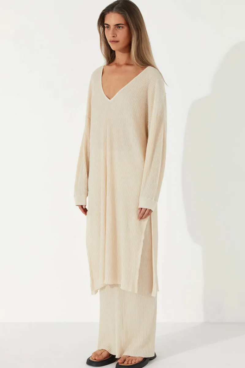 Zulu & Zephyr Stone Organic Linen Blend Knit Dress Fashion