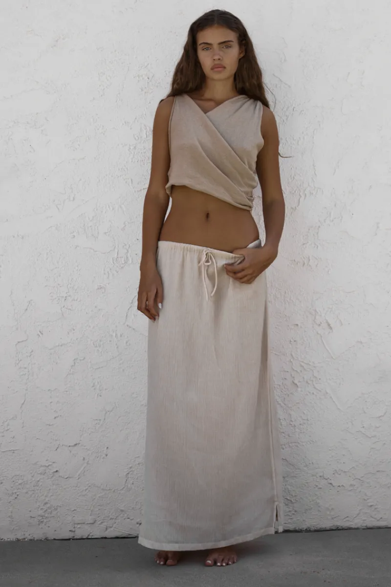 Zulu & Zephyr Stone Sheer Textured Maxi Skirt Best Sale