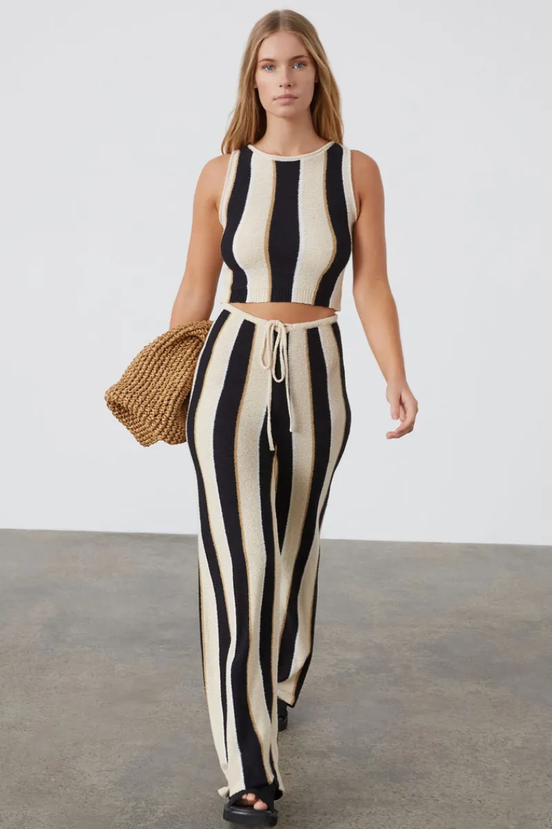 Zulu & Zephyr Stone Stripe Organic Cotton Blend Knit Crop Top Sale