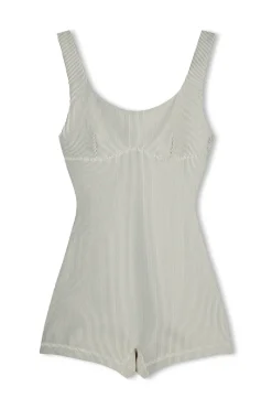 Zulu & Zephyr Stripe Rib Bralette Bodysuit - Coconut Discount