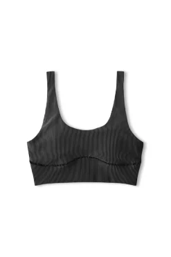 Zulu & Zephyr Stripe Rib Crop Top - Black Cheap