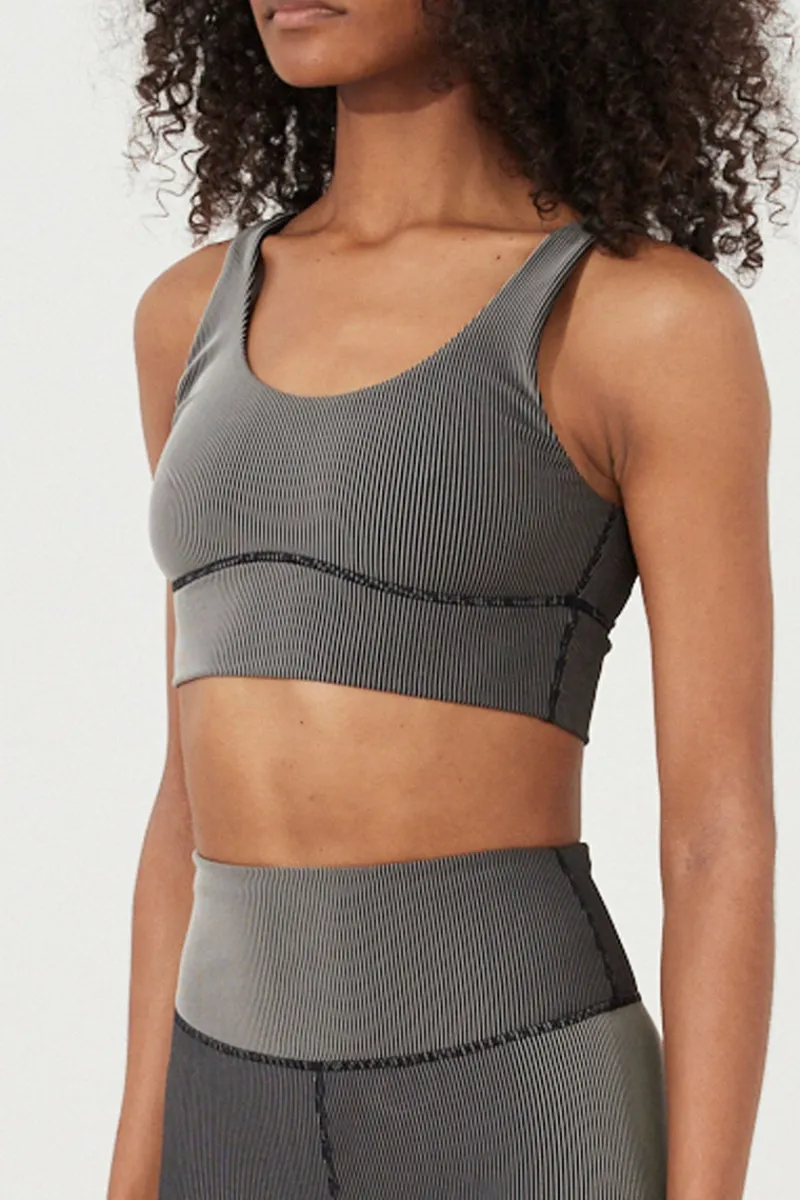 Zulu & Zephyr Stripe Rib Crop Top - Black Cheap