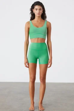 Zulu & Zephyr Stripe Rib Crop Top - Parrot Green Best