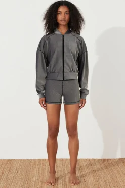 Zulu & Zephyr Stripe Rib Jacket - Black Flash Sale