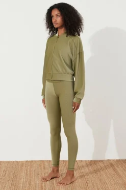 Zulu & Zephyr Stripe Rib Legging - Olive Hot