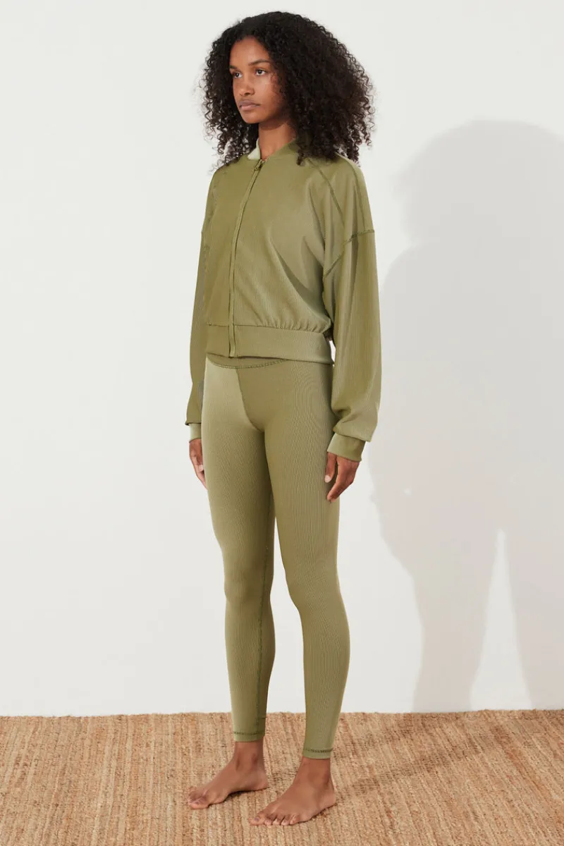 Zulu & Zephyr Stripe Rib Legging - Olive Hot