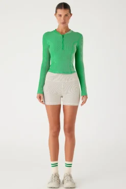 Zulu & Zephyr Stripe Rib Long Sleeve Rash Guard - Parrot Green Clearance