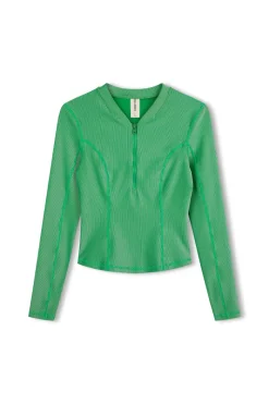 Zulu & Zephyr Stripe Rib Long Sleeve Rash Guard - Parrot Green Clearance