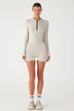 Zulu & Zephyr Stripe Rib Long Sleeve Rash Guard - Coconut Discount