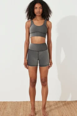 Zulu & Zephyr Stripe Rib Short - Black Sale