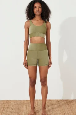 Zulu & Zephyr Stripe Rib Short - Olive Cheap