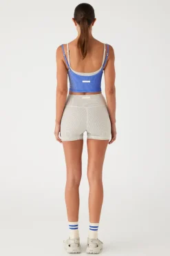 Zulu & Zephyr Stripe Rib Singlet - Dolphin Blue Clearance