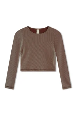 Zulu & Zephyr Stripe Rib Top - Chocolate Cheap