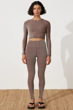 Zulu & Zephyr Stripe Rib Top - Chocolate Cheap