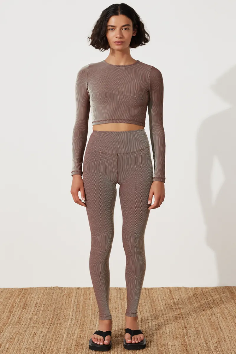 Zulu & Zephyr Stripe Rib Top - Chocolate Cheap