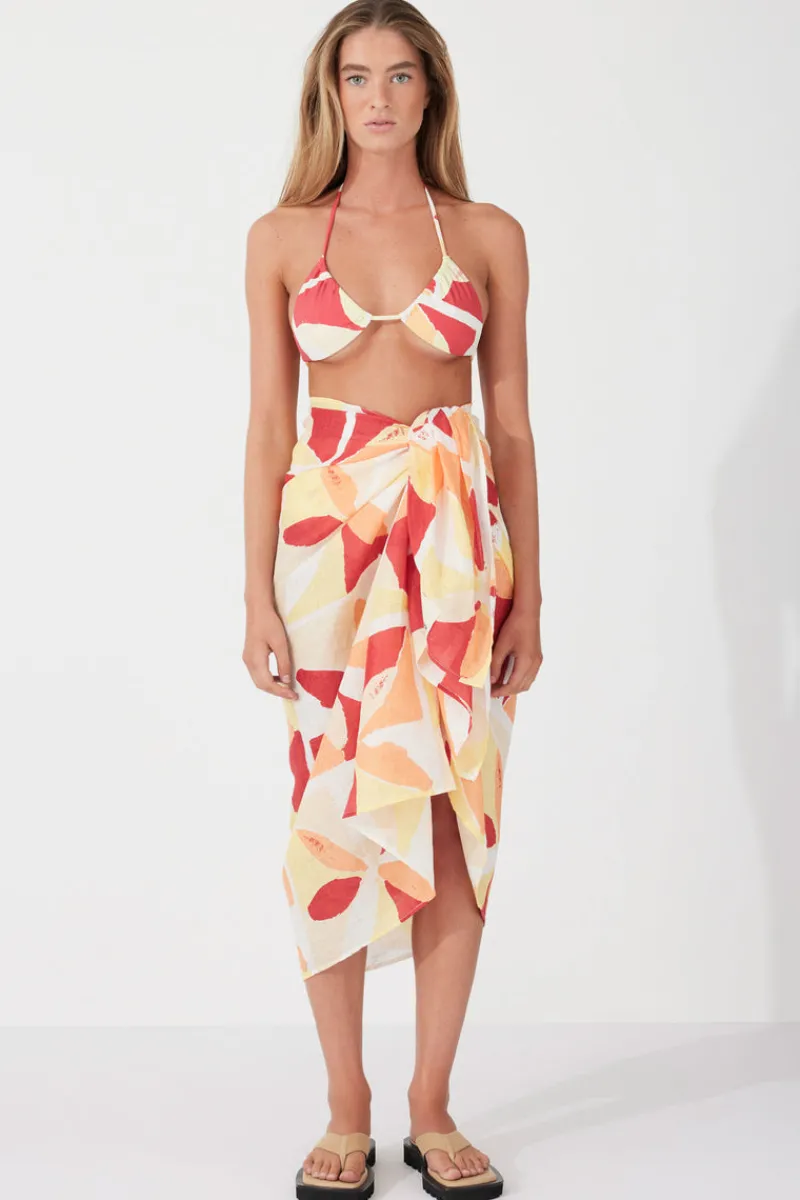 Zulu & Zephyr Sunset Tile Linen Pareo Sale