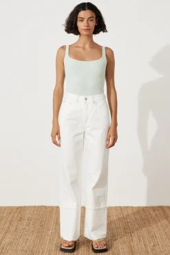 Zulu & Zephyr White Recycled Cotton Relaxed Straight Jean Clearance
