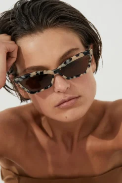 Zulu & Zephyr x Local Supply - Slim Cat Eye Sunglasses - Tortoise Cheap